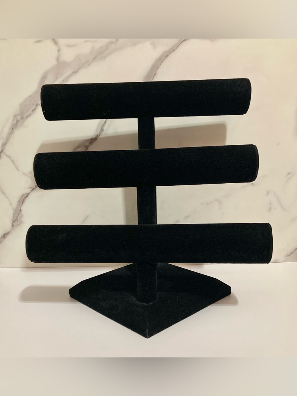 Black velvet Triple-Bar Jewelry Display Stand